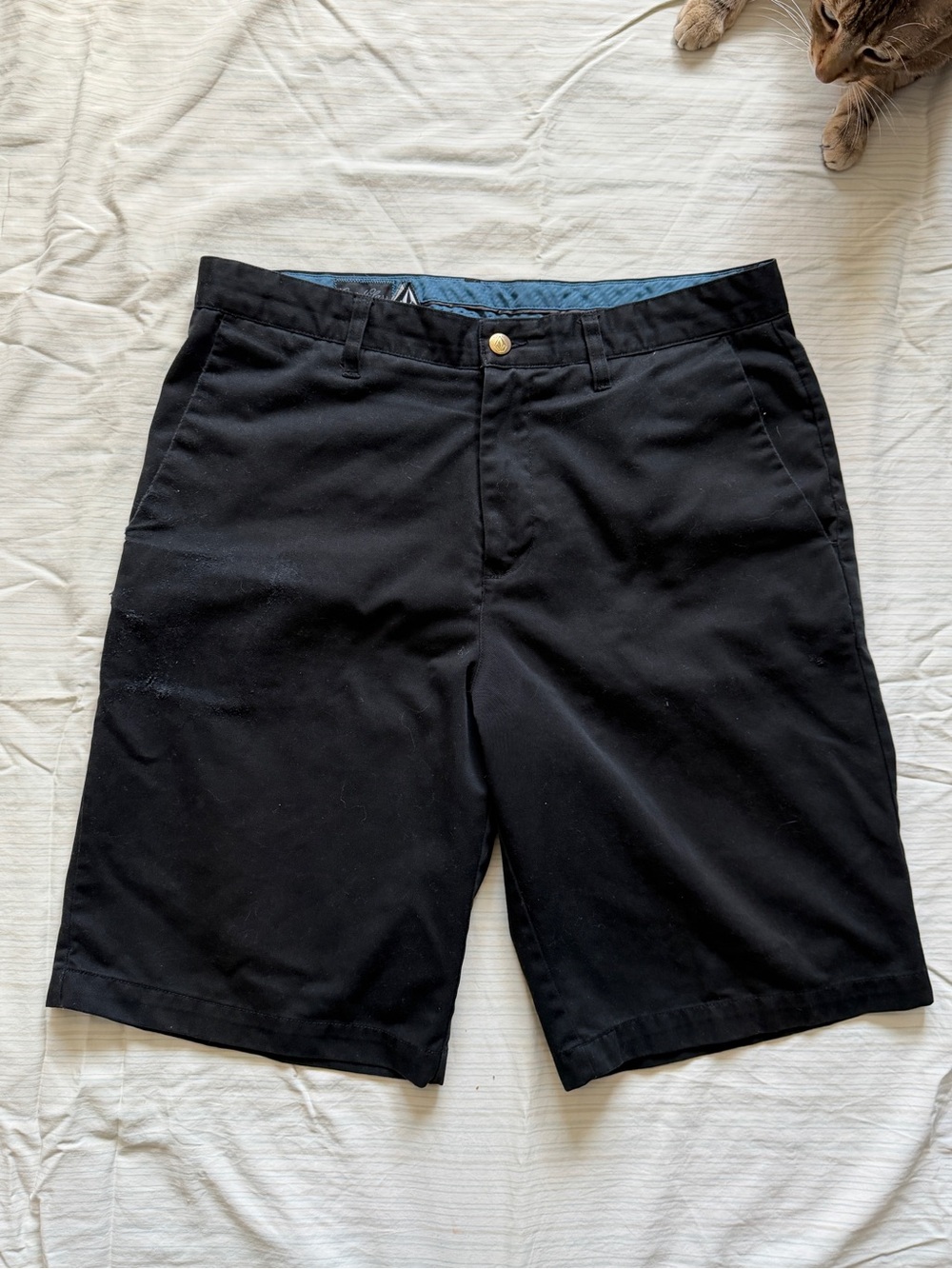 Volcom black frickin chino distressed shorts size 34”